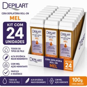 Kit 24 Ceras Roll-On Depilart Mel 100g | Refil Profissional Alto Rendimento