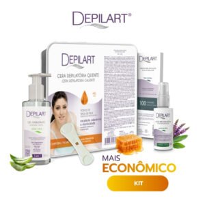 Kit Depilação Completo Depilart Profissional | Cera Quente 500g + Pré e Pós + Lenço + Espátula